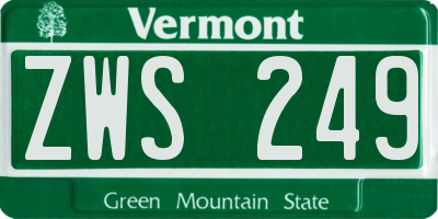 VT license plate ZWS249