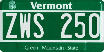 VT license plate ZWS250