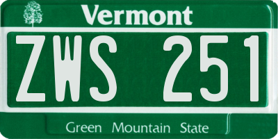 VT license plate ZWS251