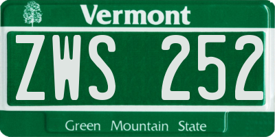 VT license plate ZWS252
