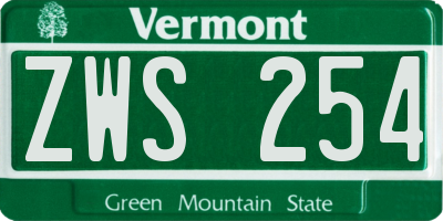 VT license plate ZWS254