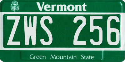 VT license plate ZWS256