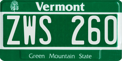 VT license plate ZWS260