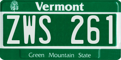 VT license plate ZWS261