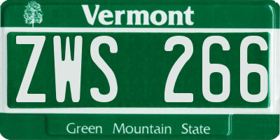 VT license plate ZWS266