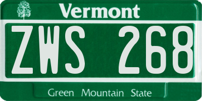 VT license plate ZWS268