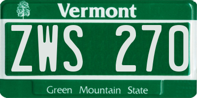 VT license plate ZWS270