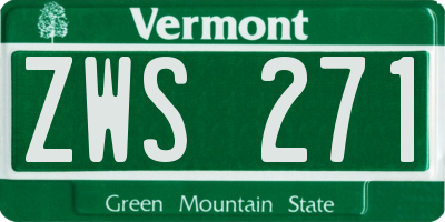 VT license plate ZWS271