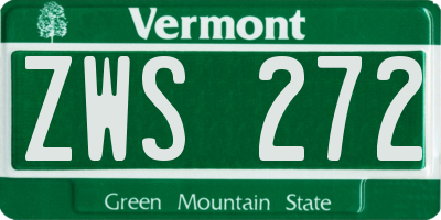 VT license plate ZWS272