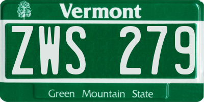 VT license plate ZWS279
