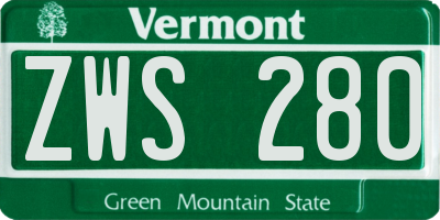 VT license plate ZWS280