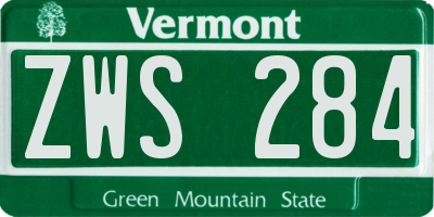 VT license plate ZWS284