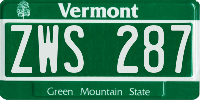 VT license plate ZWS287
