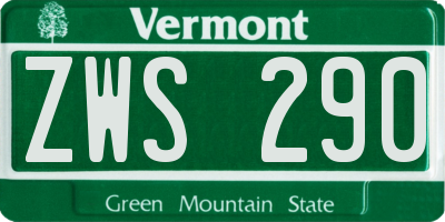 VT license plate ZWS290