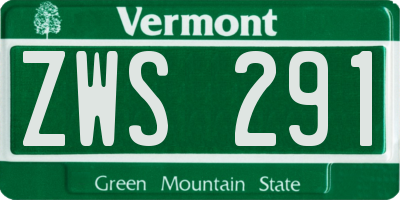 VT license plate ZWS291