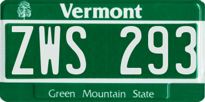 VT license plate ZWS293
