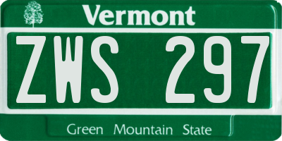 VT license plate ZWS297