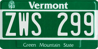 VT license plate ZWS299