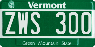 VT license plate ZWS300