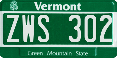 VT license plate ZWS302