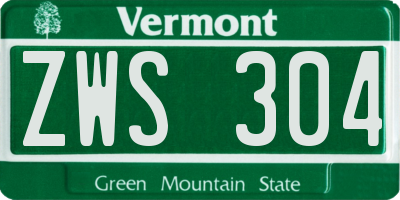 VT license plate ZWS304