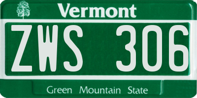 VT license plate ZWS306