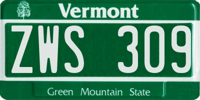 VT license plate ZWS309