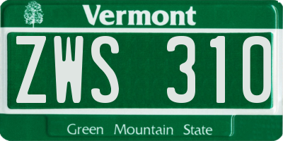 VT license plate ZWS310