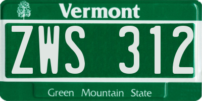 VT license plate ZWS312