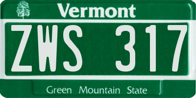 VT license plate ZWS317