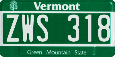 VT license plate ZWS318