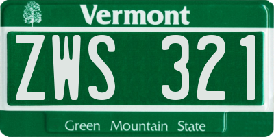 VT license plate ZWS321