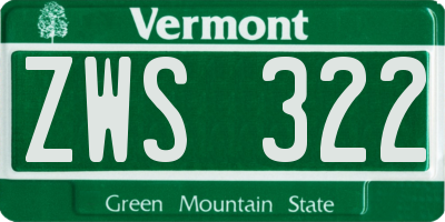 VT license plate ZWS322