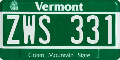 VT license plate ZWS331