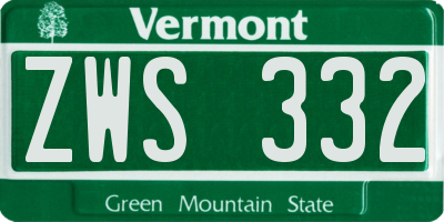 VT license plate ZWS332