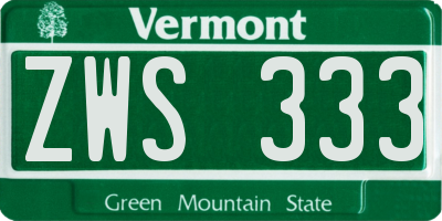 VT license plate ZWS333