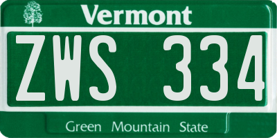 VT license plate ZWS334