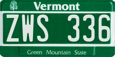 VT license plate ZWS336