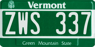 VT license plate ZWS337