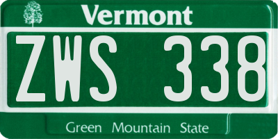 VT license plate ZWS338