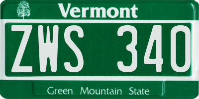 VT license plate ZWS340