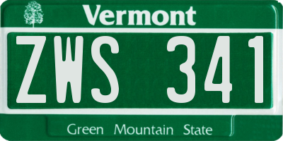 VT license plate ZWS341
