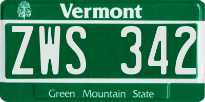 VT license plate ZWS342