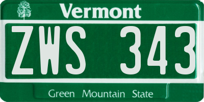 VT license plate ZWS343