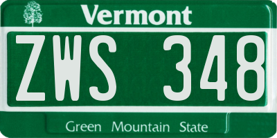 VT license plate ZWS348