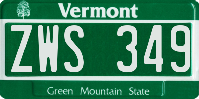 VT license plate ZWS349