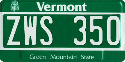 VT license plate ZWS350