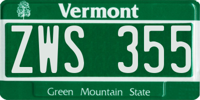 VT license plate ZWS355