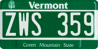 VT license plate ZWS359