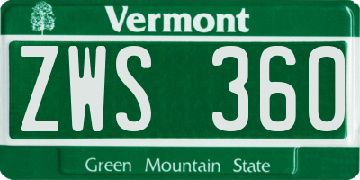 VT license plate ZWS360